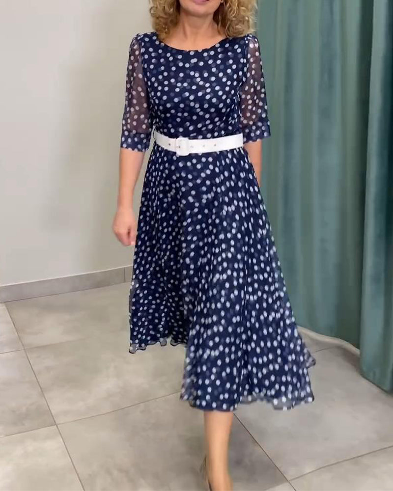 Robe Manches Demi-Pois Chiffon