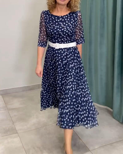 Robe Manches Demi-Pois Chiffon