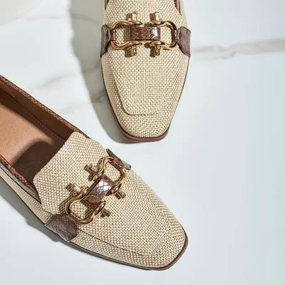 Loafers vintage serpent à bout carré