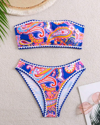 Bikini Bandeau Imprimé Deux Pièces Triangle