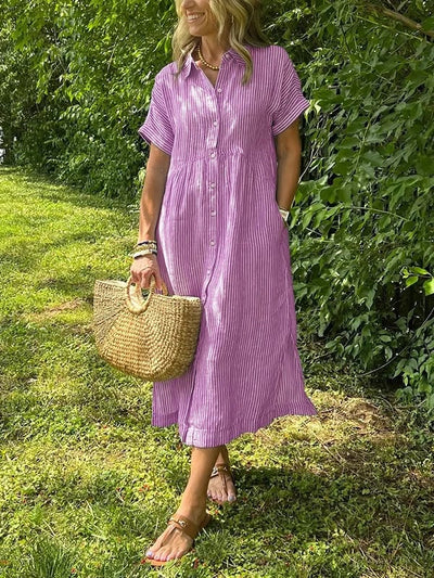 Angela™ | Robe Maxi Élégante avec Col et Boutons