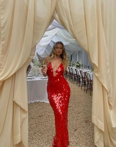 Robe longue à paillettes