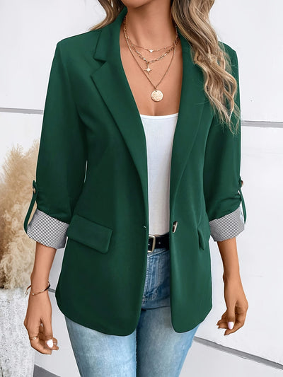 Blazer femme – Coupe cintrée – Tissu structuré – Poches à rabat – Revers crantés
