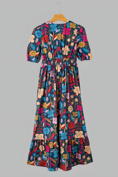 Madeleine - Robe Midi À Manches Bouffantes Et Encolure Notch