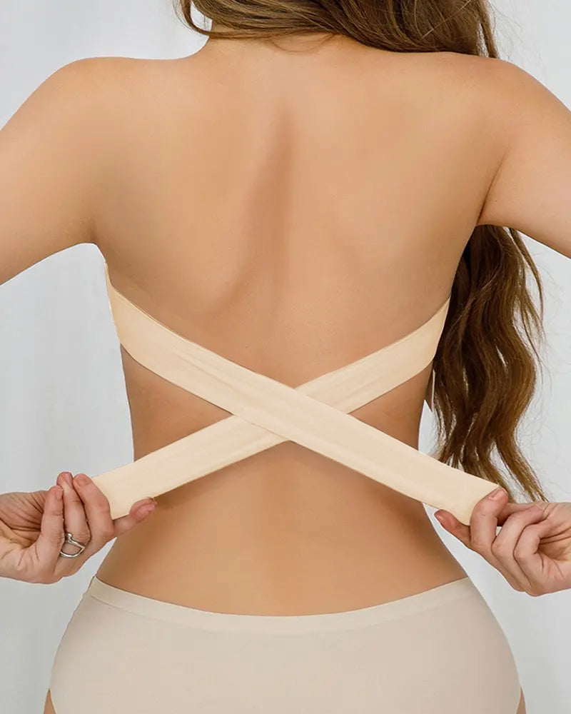 Haut De Soutien-Gorge Sans Bretelles Sans Coutures Fermeture Latérale Croisée