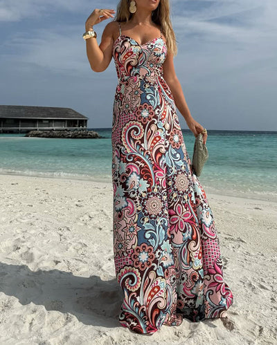 Robe Plage Vacances Imprimé Bandoulière