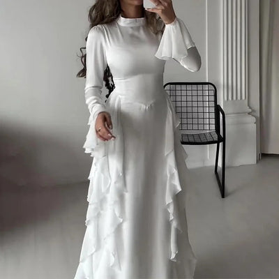 Robe longue à col montant