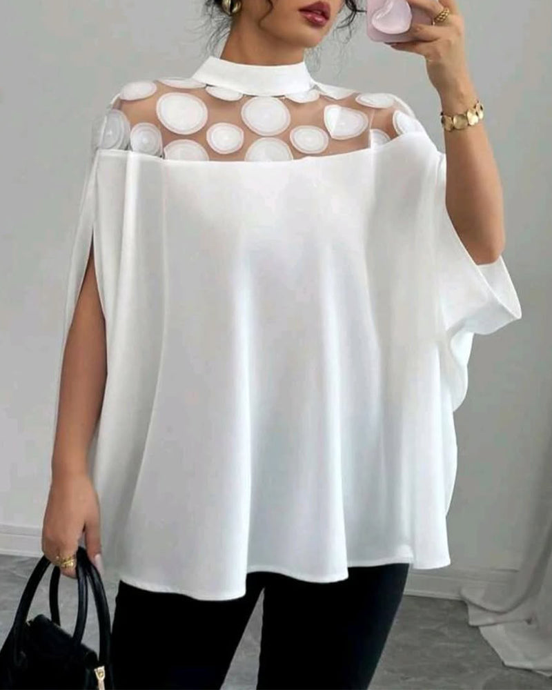 Blouse Décolleté Épaule Batman Manches Élégantes
