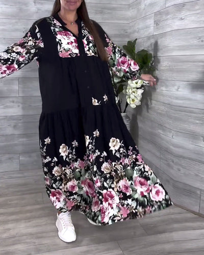 Robe Imprimé Fleuri Décontractée Manches Lanternes