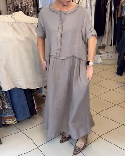 Robe Couleur Unie Décontractée Confortable