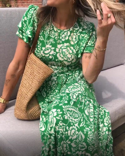 Zaar| Robe longue à manches courtes avec motif floral