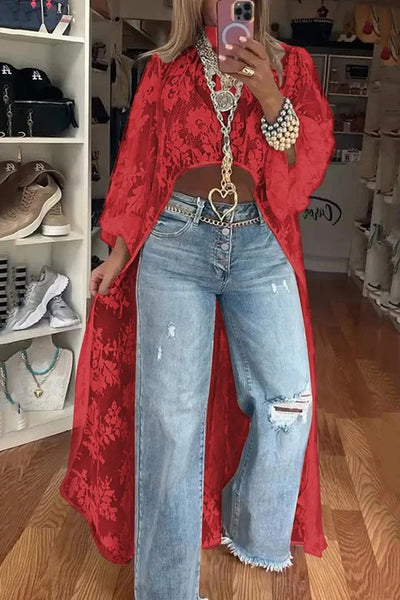 Gilet long en dentelle