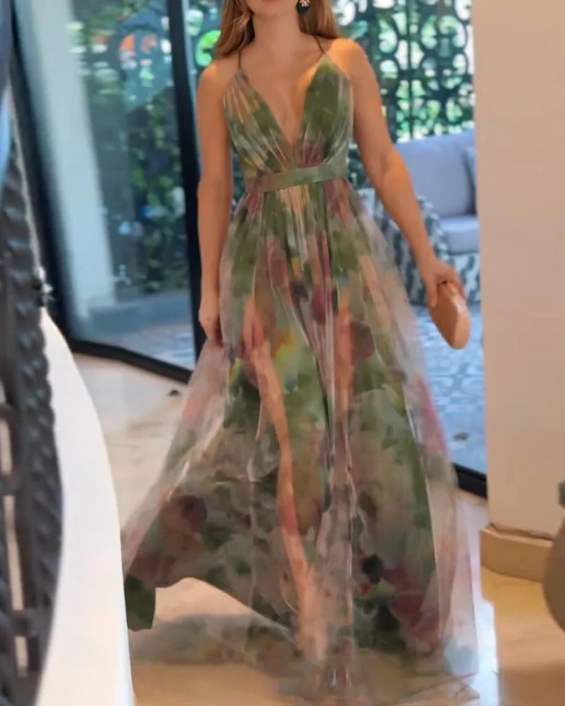 Robe élégante en mousseline imprimée