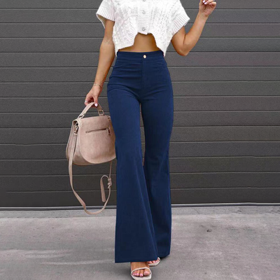Pantalon Évasé en Velours Côtelé | Confort et Style | Taille Haute