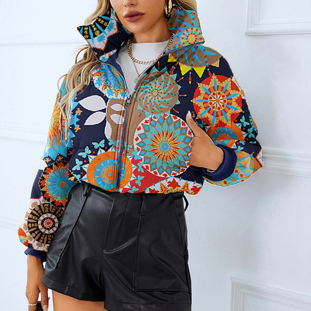 SINEM - Veste d'Hiver Courte Tendance pour Femmes