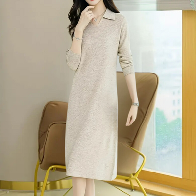 LUSINE - Robe Midi Tricotée Élégante pour Femme