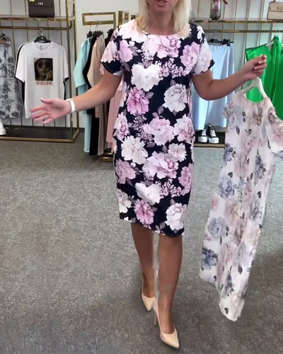Robe Mode Pétale Manches Courtes Droite