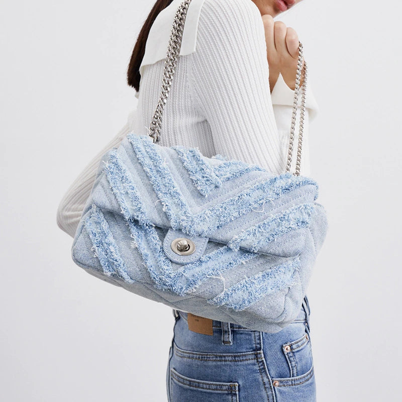 Sac à bandoulière en denim bleu clair pour femmes par Macy