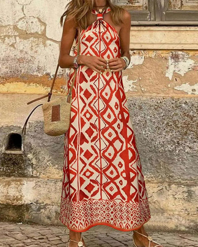 Robe Encolure Halter Bohemian Print
