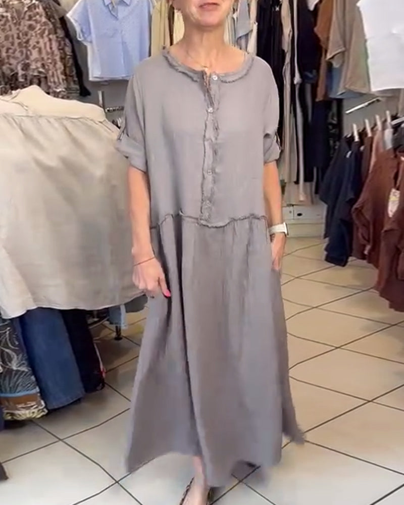 Robe Couleur Unie Décontractée Confortable