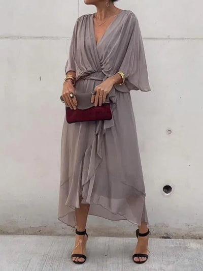 Elisabet | Robe fluide à manches chauve-souris pour femmes