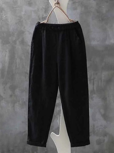 Pantalon femme décontracté – Coupe ample – Taille élastique – Tissu respirant – Longueur cheville