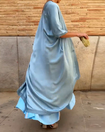 Imprimé Décolleté Ronde Robe Longue Casual Haut Deux Pièces
