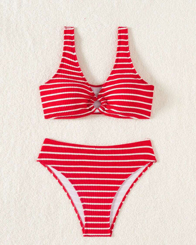 Maillot de bain Sexy Push-Up Rayé Vacances Deux-pièces