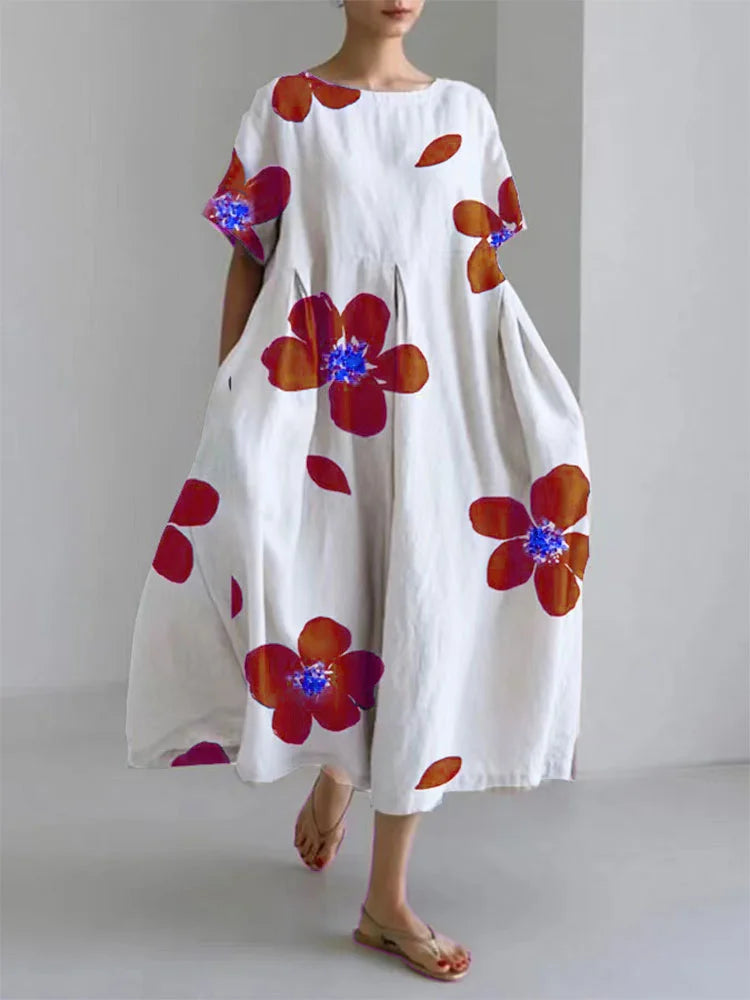 Morgane™ | Caterina robe d'été longue avec fleurs vives et confort doux pour journées ensoleillées
