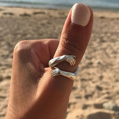 Bague ajustable en argent « Étreinte »