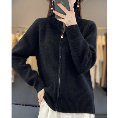 Elsa™ - Cardigan en laine super doux avec fermeture éclair