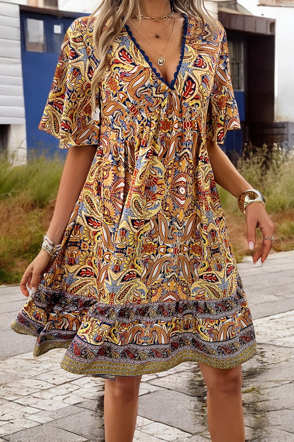 Amélie - Mini-Robe Imprimée Décolleté En V