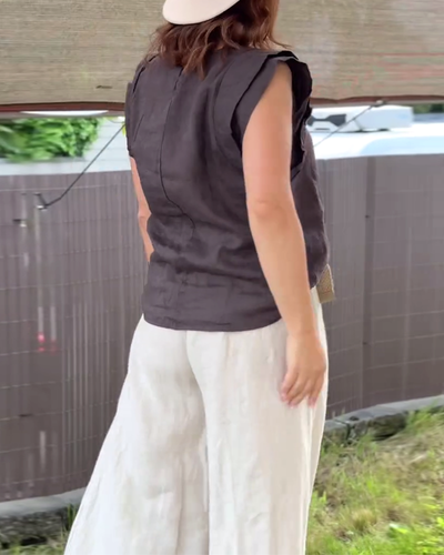 Blouse Manches À Volants Couleur Unie