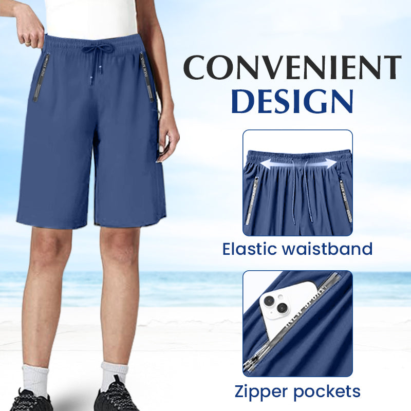 Short Femme en Soie Glacée Séchage Rapide Élastique