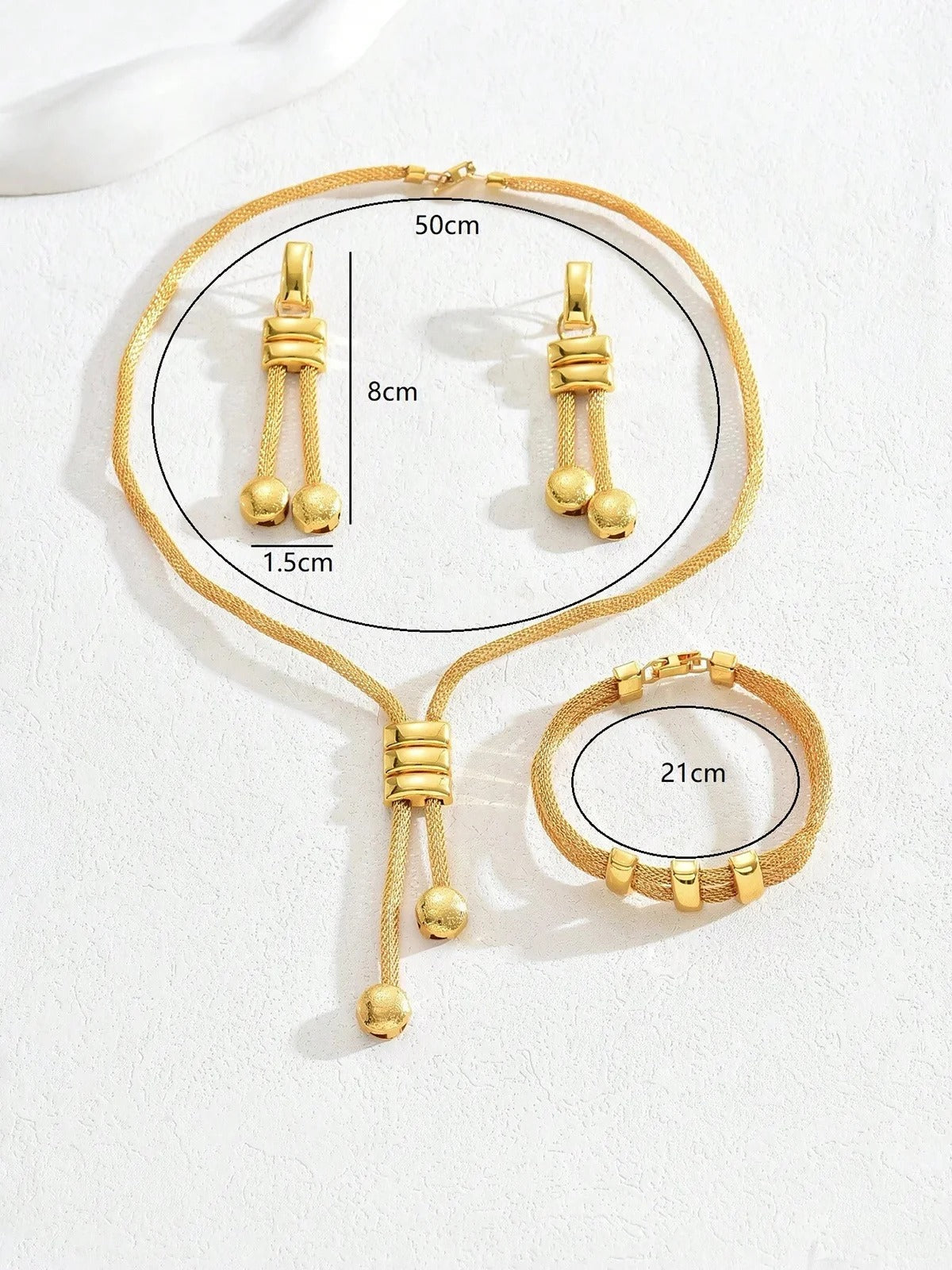Ensemble de bijoux élégants en or 24 carats galvanisé, 4 pièces/ensemble