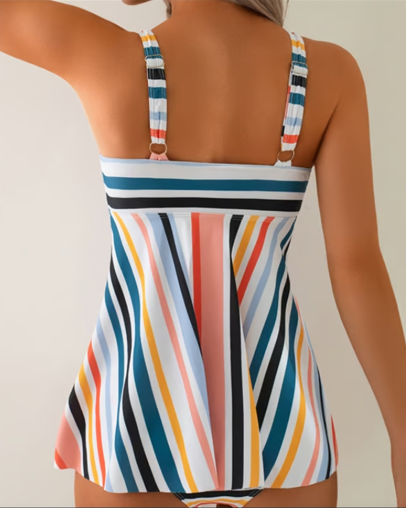 Maillot De Bain Lacé Rayé Triangle Deux-Pièces