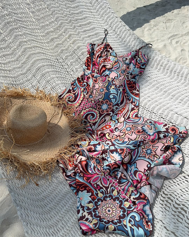 Robe Plage Vacances Imprimé Bandoulière