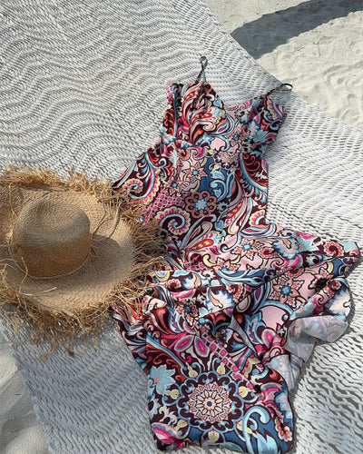 Robe Plage Vacances Imprimé Bandoulière