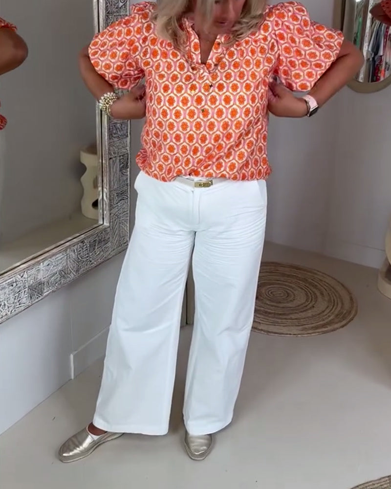 Blouse À La Mode Col Montant Imprimé