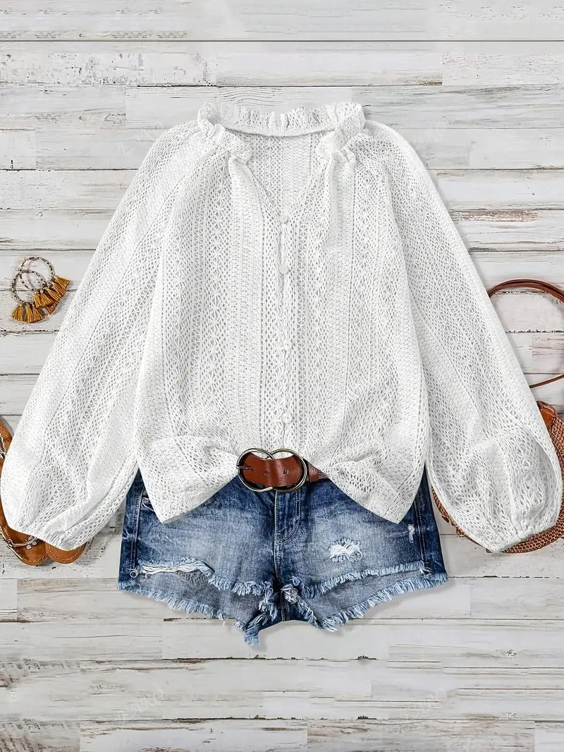 Blouse à manches longues et col en V