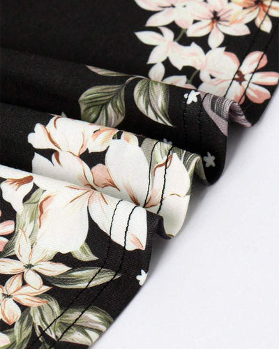 Col V Floral T-Shirt Avec Manches 3/4