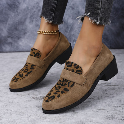 Lina – Mocassins femme à talon imprimé léopard