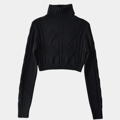 DONNA - Pull Écourté à Col Montant pour Femmes