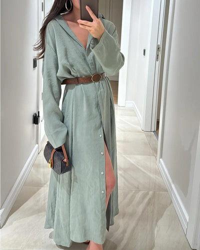 Robe chemise décontractée de couleur unie