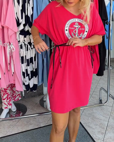 Robe Mode Décontracté Imprimé Encolure En V