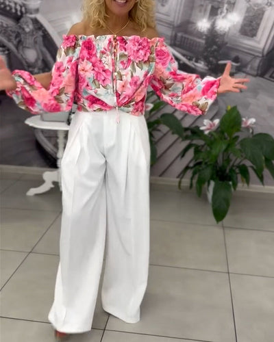 Blouse Sexy Off-Shoulder Imprimée