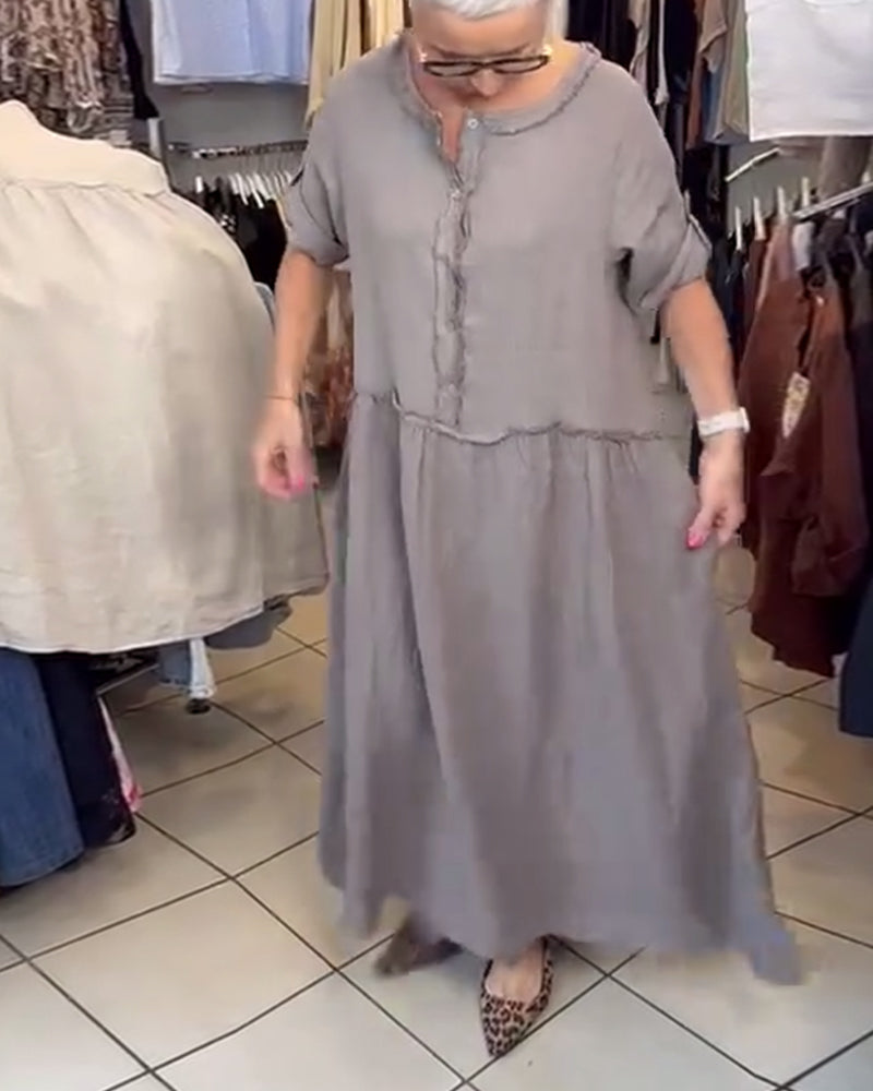 Robe Couleur Unie Décontractée Confortable