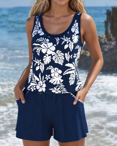 Maillot de bain Deux Pièces Style Vacances Décontracté
