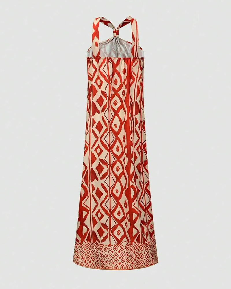 Robe Encolure Halter Bohemian Print