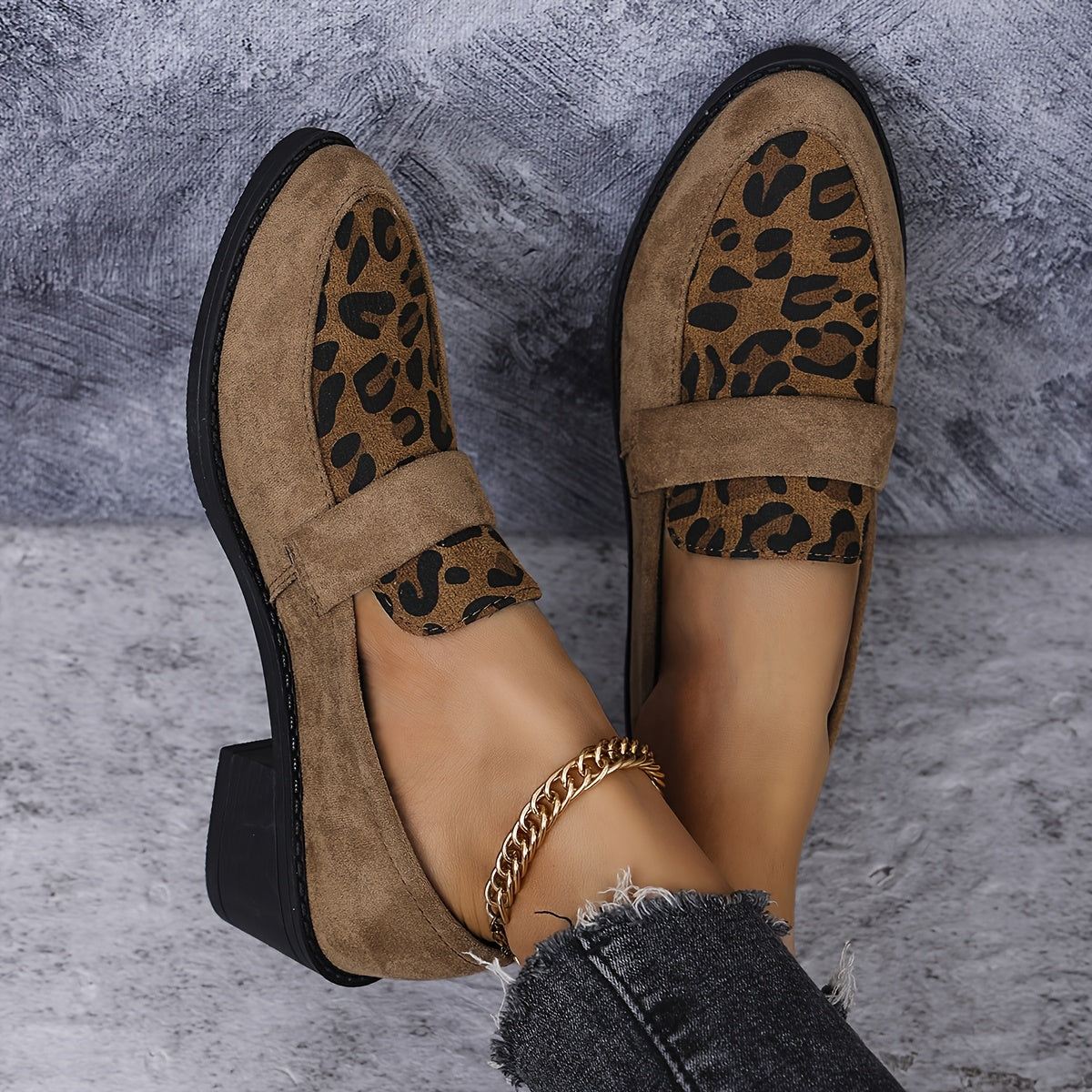 Lina – Mocassins femme à talon imprimé léopard